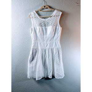 NWT BCBGMaxazaria Size 10 White Eyelet Cut Out Sleeveless Dress